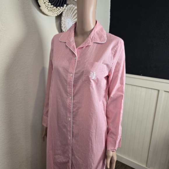 Lauren Ralph Lauren Pink Striped Women's Nightshirt Size Small - Picture 7 of 16
